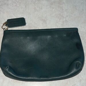 Coach Forest Green Leather Cosmetic Bag